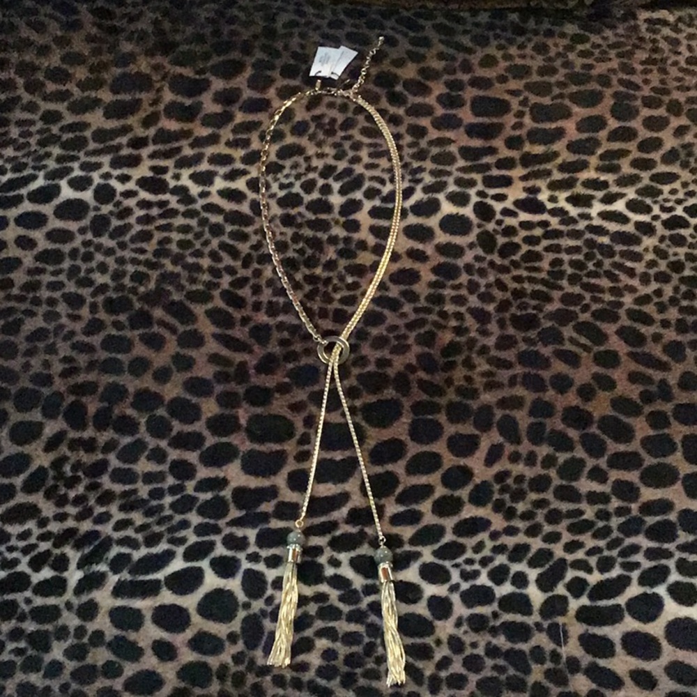 Olive Leather Tassel Pendant Necklace